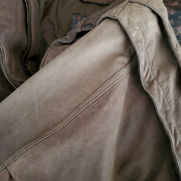 Vintage Wilson Adventure Bound Brown Leather Jacket Coat Bomber Aviator Large L - Picture 10 of 12